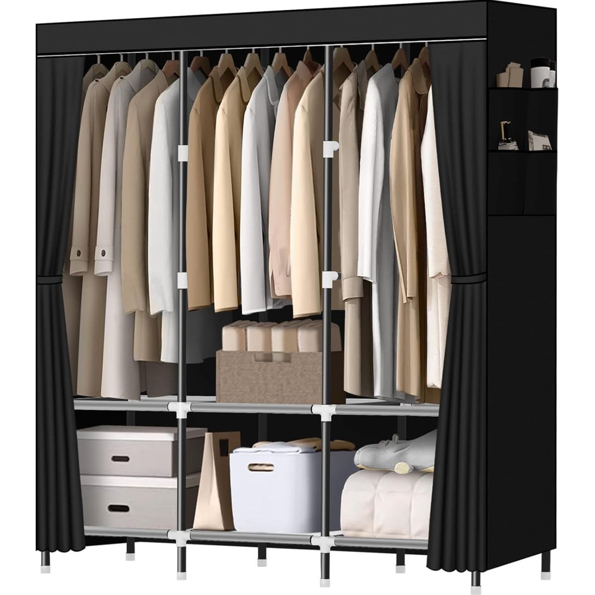 LOKEME 70-Inch Portable Wardrobe (Black)